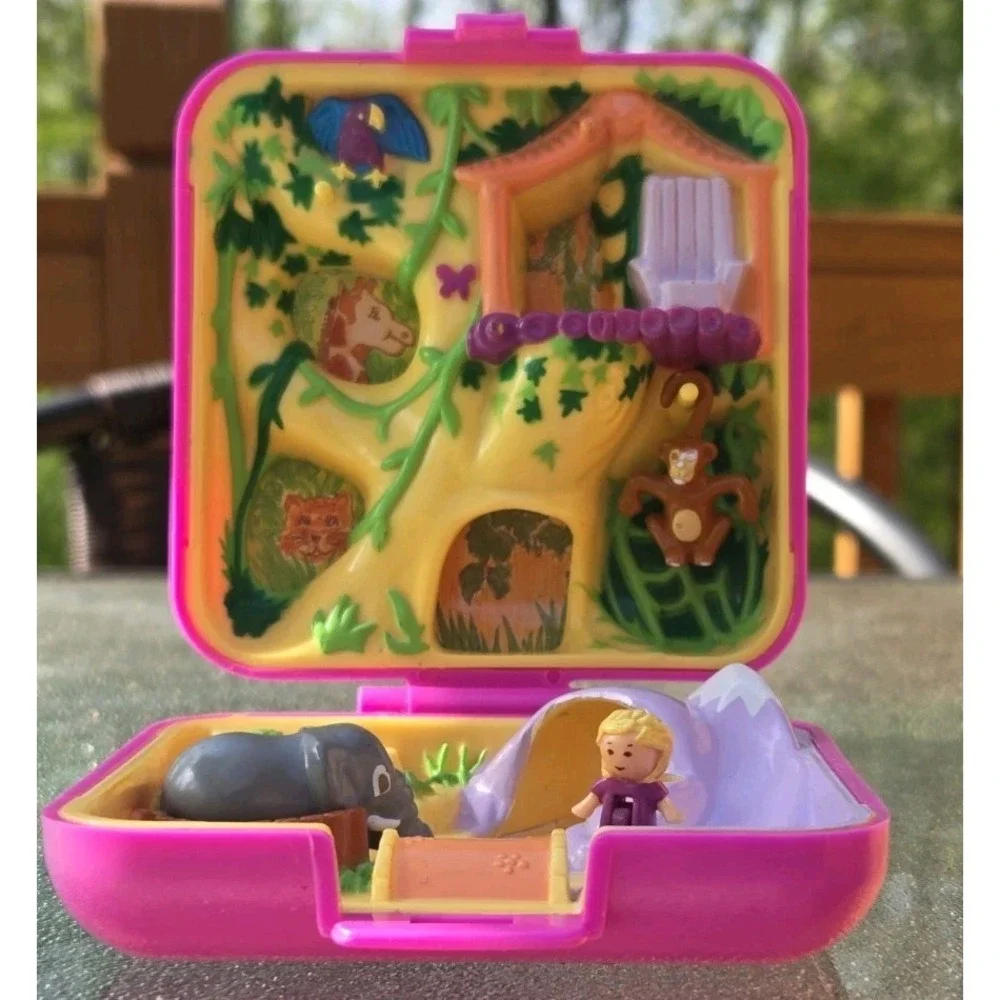 Polly Pocket 1989 Safari Vintage Compact ALMOST Complete Bluebird Missing Bear
